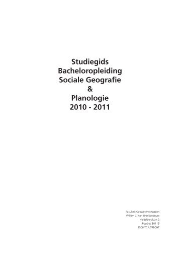 Studiegids bachelor sociale geografie en planologie 2010-2011