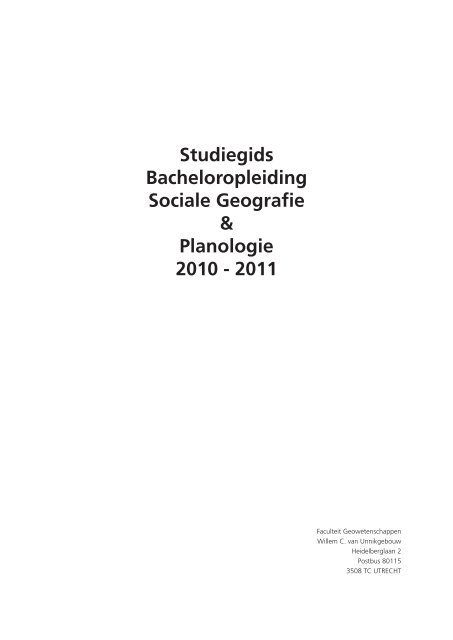 Studiegids Bachelor Sociale Geografie En Planologie 2010 2011 - 