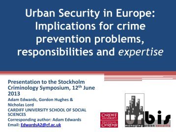 Urban security in Europe - European Crime Prevention Network