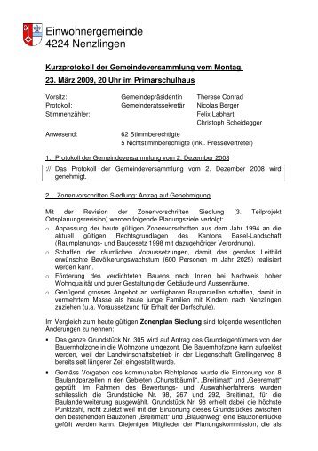 EGV vom 23.03.09 - Kurzprotokoll - Nenzlingen