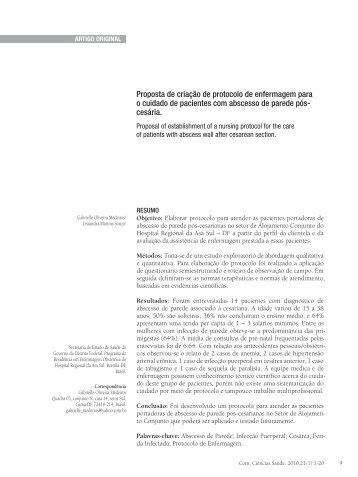 Proposta de criaÃƒÂ§ÃƒÂ£o de protocolo de enfermagem para o cuidado de ...