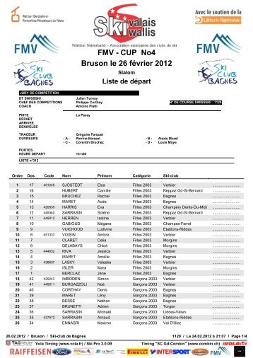 Liste de dÃ©part - data ski-valais
