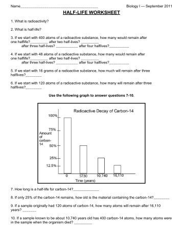 HALF-LIFE WORKSHEET - Hamilton Local Schools