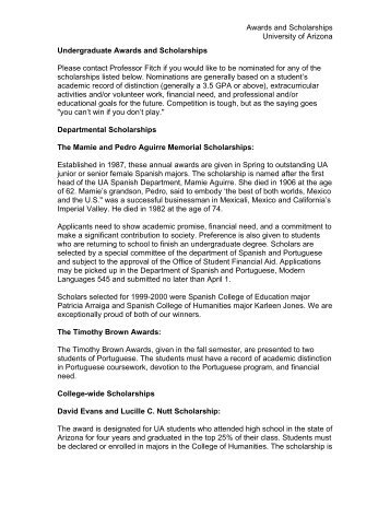 Undergraduate Awards and Scholarships - College of Humanities ...