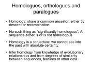 Homologues, orthologues and paralogues