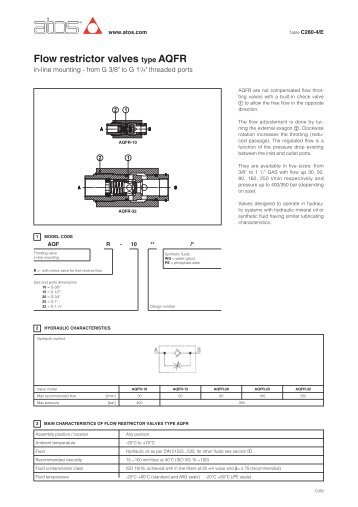 Flow restrictor valves type AQFR