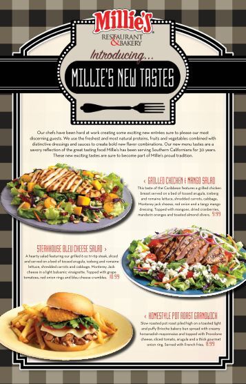 Millie S Restaurant And Bakery Menu Millie S Restaurant And Bakery Menu