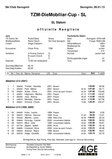 TZM Mobiliar SL - Skiclub Arosa