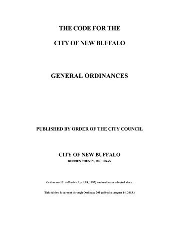 General Ordinances - City of New Buffalo