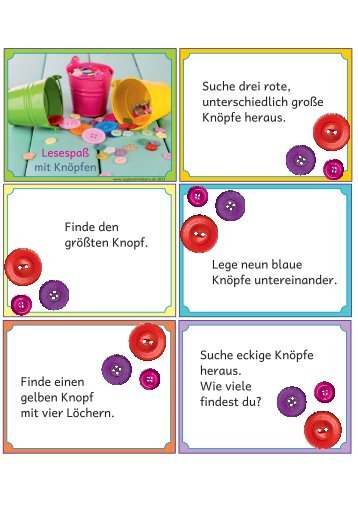 Suche drei rote, unterschiedlich große Knöpfe ... - Zaubereinmaleins