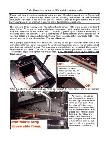 ProSeal Instructions for Mamiya 645J (and other similar models ...