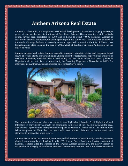 Anthem Arizona Real Estate