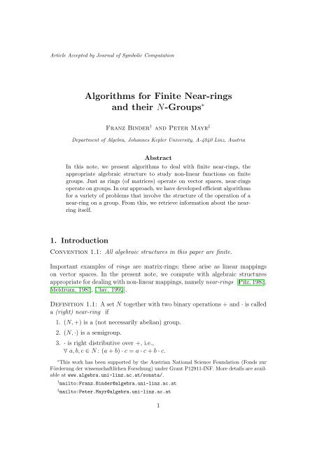 Algorithms for Finite Near-rings and their N-Groups