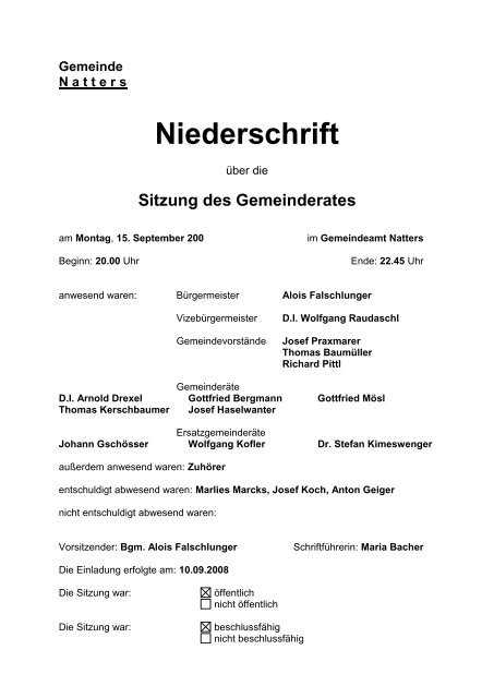 Protokoll vom 15.9.2008 (91 KB) - .PDF - Natters