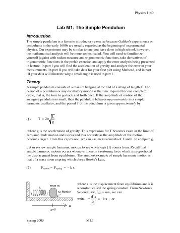 simple pendulum lab report simple pendulum lab report