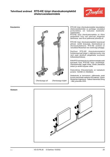 Tehnilised andmed RTD-KE tÃ¼Ã¼pi Ã¼henduskomplektid ... - Danfoss