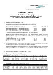 Preisblatt (Strom) - Stadtwerke Lindau
