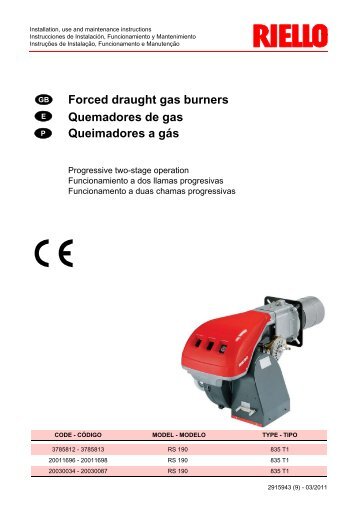 Forced draught gas burners Quemadores de gas ... - Riello Burners