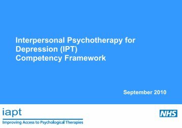 Interpersonal Psychotherapy for Depression (IPT ... - IAPT