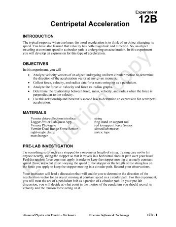 12B Centripetal Acceleration - Vernier Software & Technology