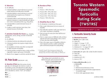 Toronto Western Spasmodic Torticollis Rating Scale Toronto ...