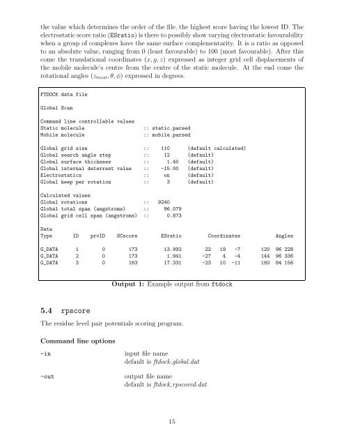 the 3D-Dock Manual (PDF) - Structural Bioinformatics Group