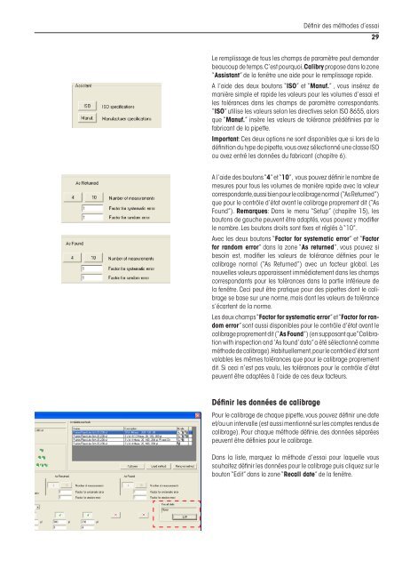 Mode d'emploi Logiciel Calibry pour le calibrage de pipettes