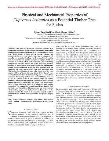 Physical and Mechanical Properties of Cupressus lusitanica as a ...