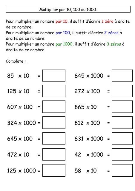 Multiplier Par 10 100 Ou 1000