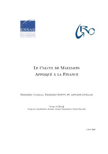 Le Calcul de Malliavin AppliquÃ© Ã  la Finance - Maths-fi.com