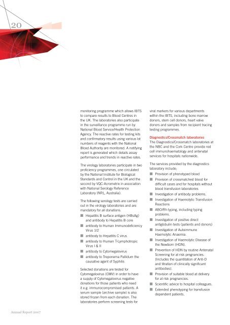 IBTS Annual Report 2007.pdf - Irish Blood Transfusion Service