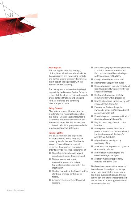 IBTS Annual Report 2007.pdf - Irish Blood Transfusion Service