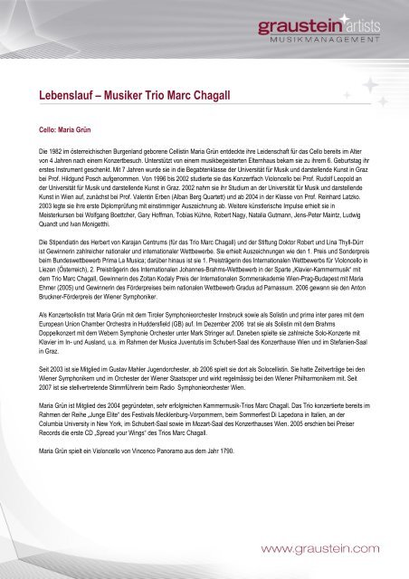 Lebenslauf Musiker Trio Marc Chagall Graustein Com