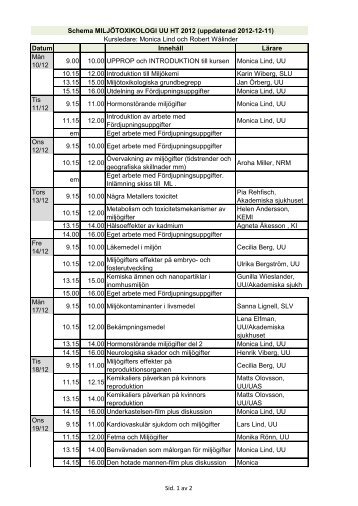 Schema - Arbets- och miljÃ¶medicin | Uppsala