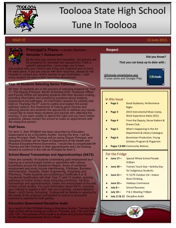 Newsletter 7 - Toolooa State High School - Education Queensland