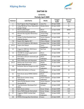 Daftar isi tentang kliping daftar isi kliping berita pnpm 