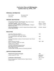 Curriculum Vitae and Bibliography Cynthia Clare Ivy, OTR/L, CHT