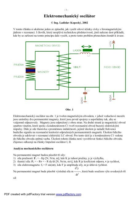Elektromechanický oscilátor - Free Energy