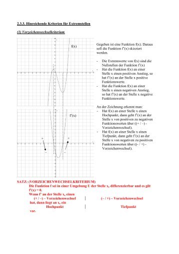 (1) Vorzeichenwechselkriterium Gegeben ist eine Funktion f(x).