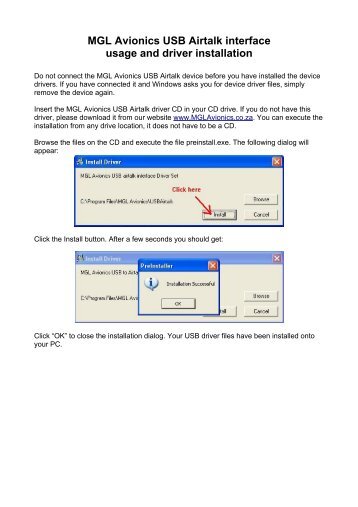 USB to Airtalk interface installation document - MGL Avionics