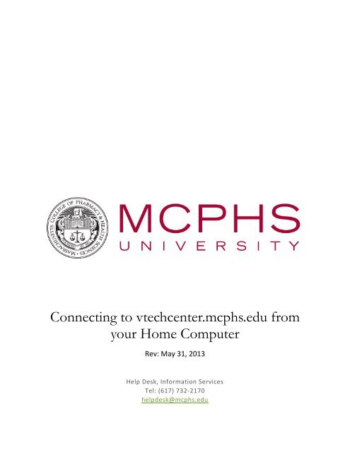 Connecting to vtechcenter.mcphs.edu from your Home Computer