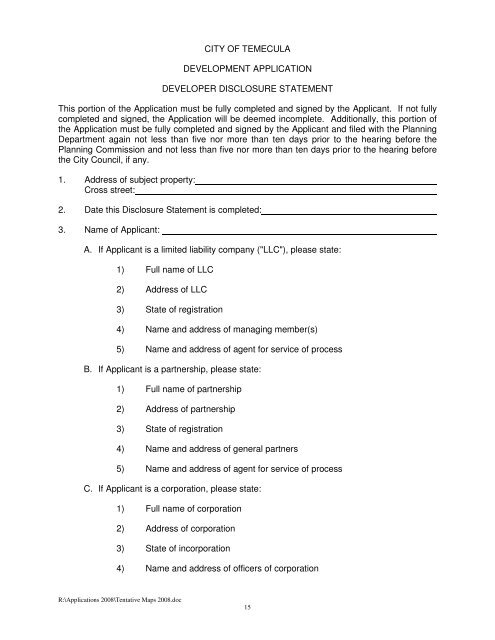 tentative map application submittal requirements - City of Temecula