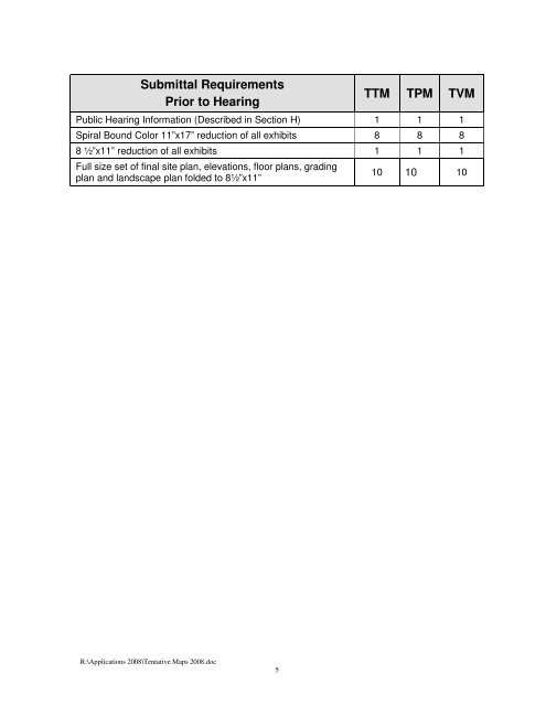 tentative map application submittal requirements - City of Temecula