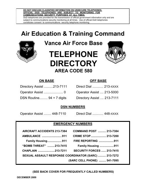 telephone directory - Air Force Freedom of Information Act