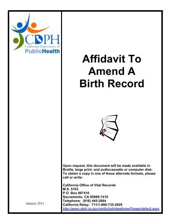 Affidavit To Amend A Birth Record - California Department of Public ...