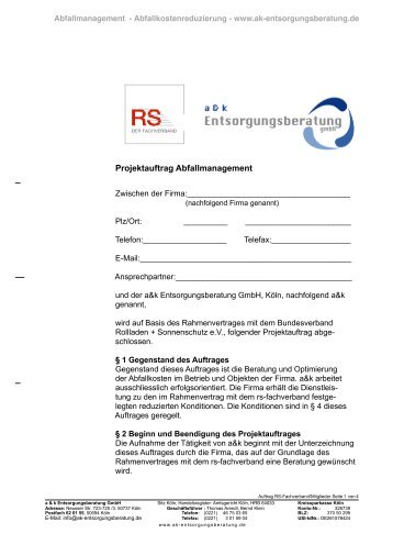 Der Projektauftrag (Muster)