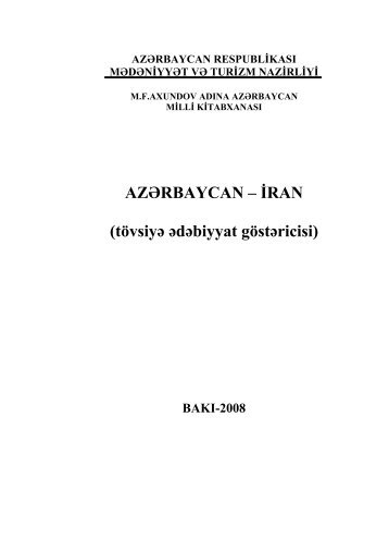 AZÆRBAYCAN â Ä°RAN - AzÉrbaycan Milli KitabxanasÄ±