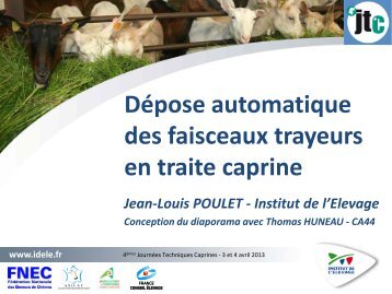 Machine à traire et dépose automatique - Institut de l'Elevage