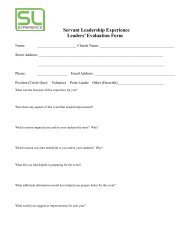 Servant Leadership Experience Leaders' Evaluation Form