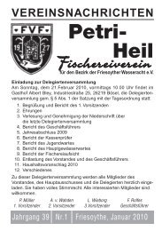 VEREINSNACHRICHTEN Petri- Heil - Fischereiverein Friesoythe